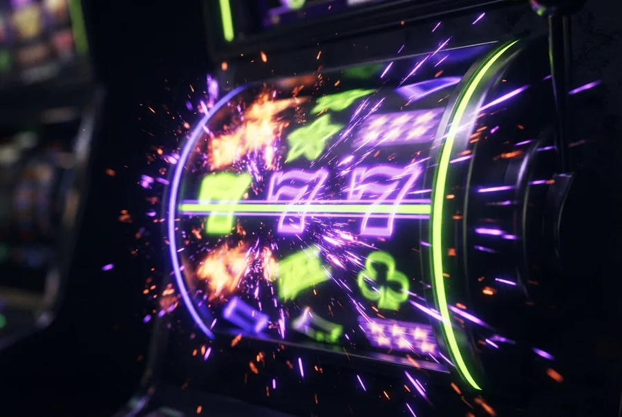 Illustration : rouleau de machine à sous en rotation — bonus et free spins